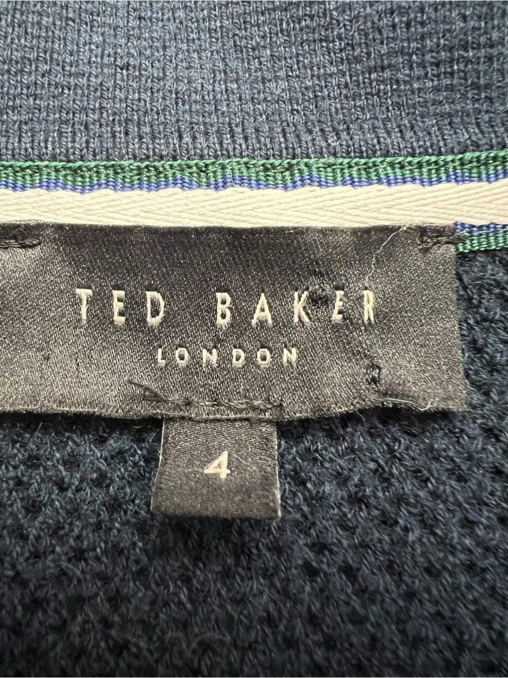Ted Baker London Navy Textured Knit Resort Vacation Short Sleeve Polo Shirt - Picture 4 of 13